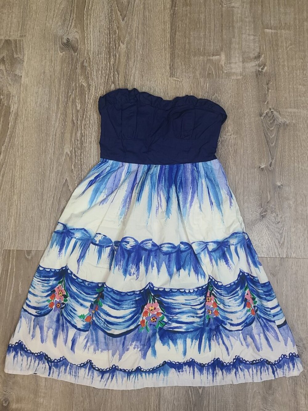 Anthropologie Nathalie Lete Paris First Dance Strapless Watercolor Dress Size 6